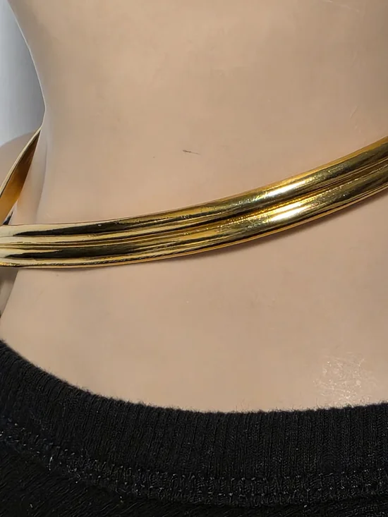 Vintage 1973 Mimi di N Gold Tone Statement Necklace Signed Designer - Picture 7 of 7